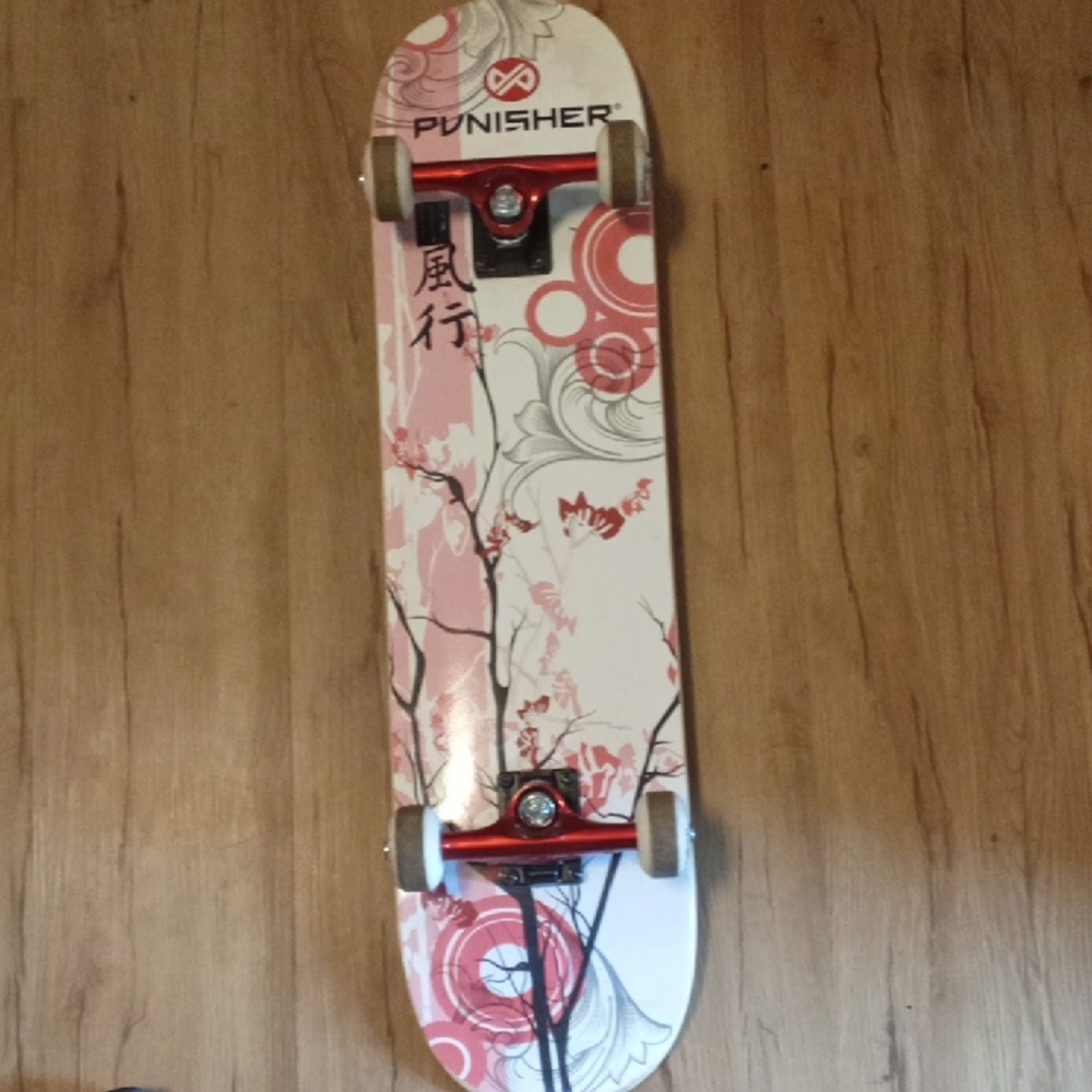 Punisher Pink Floral Skateboard